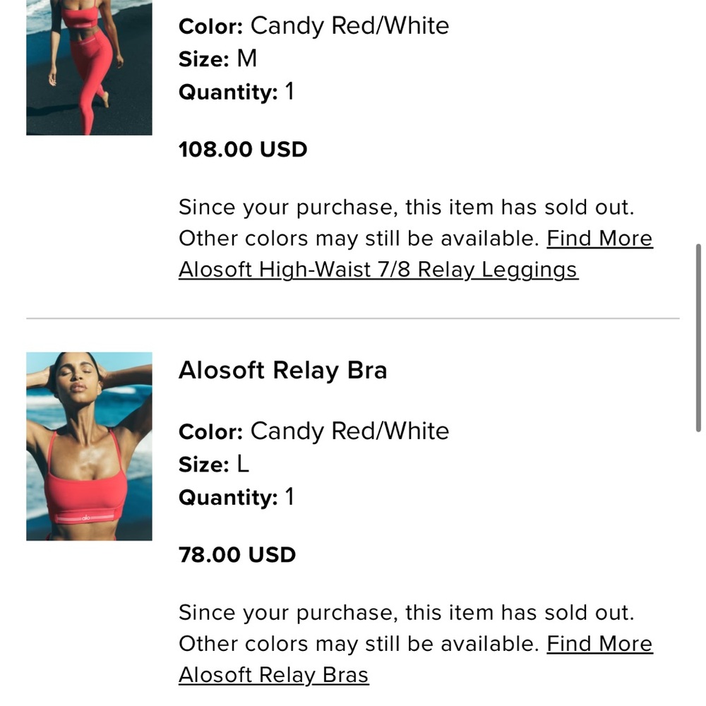 ALO Yoga Vibrant Red Sports Bra - Picture 2 of 3